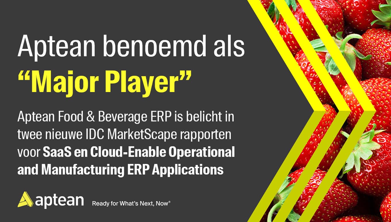Aptean uitgeroepen tot 'belangrijke speler' in twee afzonderlijke IDC MarketScape rapporten voor wereldwijde SaaS- en Cloud-enabled ERP-applicaties