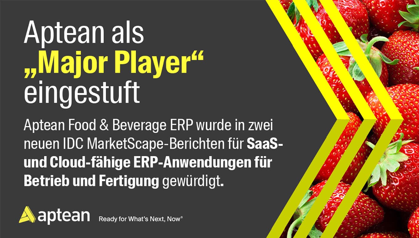 Aptean wurde in zwei separaten IDC MarketScape-Studien für weltweite SaaS- und Cloud-fähige ERP-Anwendungen als „Major Player“ eingestuft