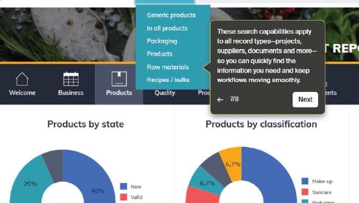 Aptean PLM Lascom Edition for Cosmetics: Start Your Tour