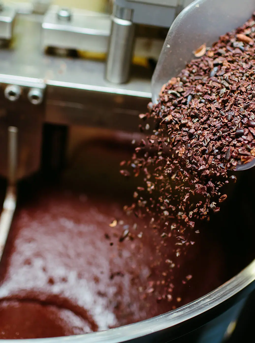 Small pieces of chocolate that are poured into a large saucepan