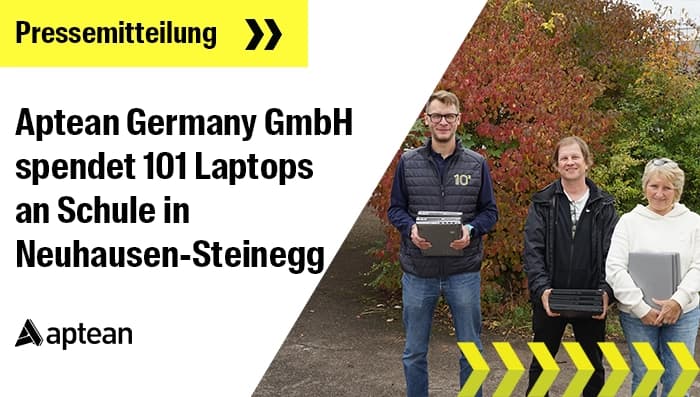 Aptean Germany GmbH spendet 101 Laptops an Schule in Neuhausen-Steinegg