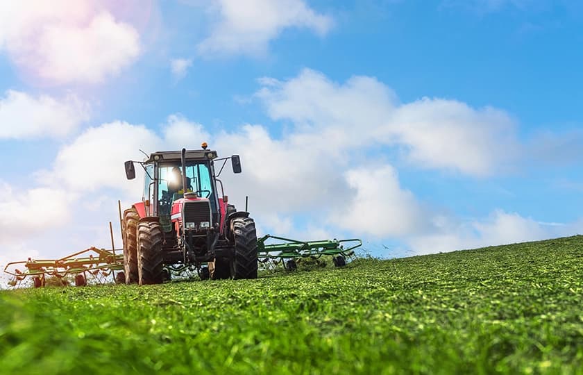 A tractor in the field