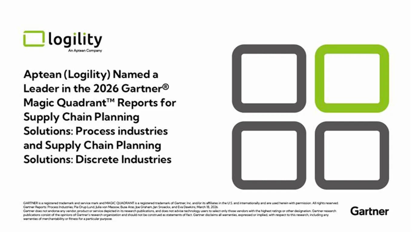 Aptean (Logility) Named a Leader in the 2026 Gartner® Magic Quadrant™ Reports for Supply Chain Planning Solutions: Process industries and Supply Chain Planning Solutions: Discrete Industries