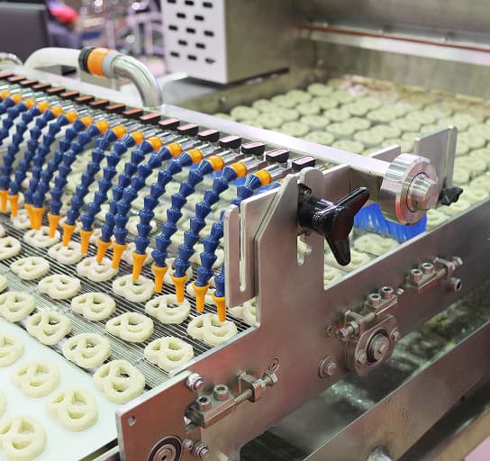 Industrial baking machine on a bakery production line
